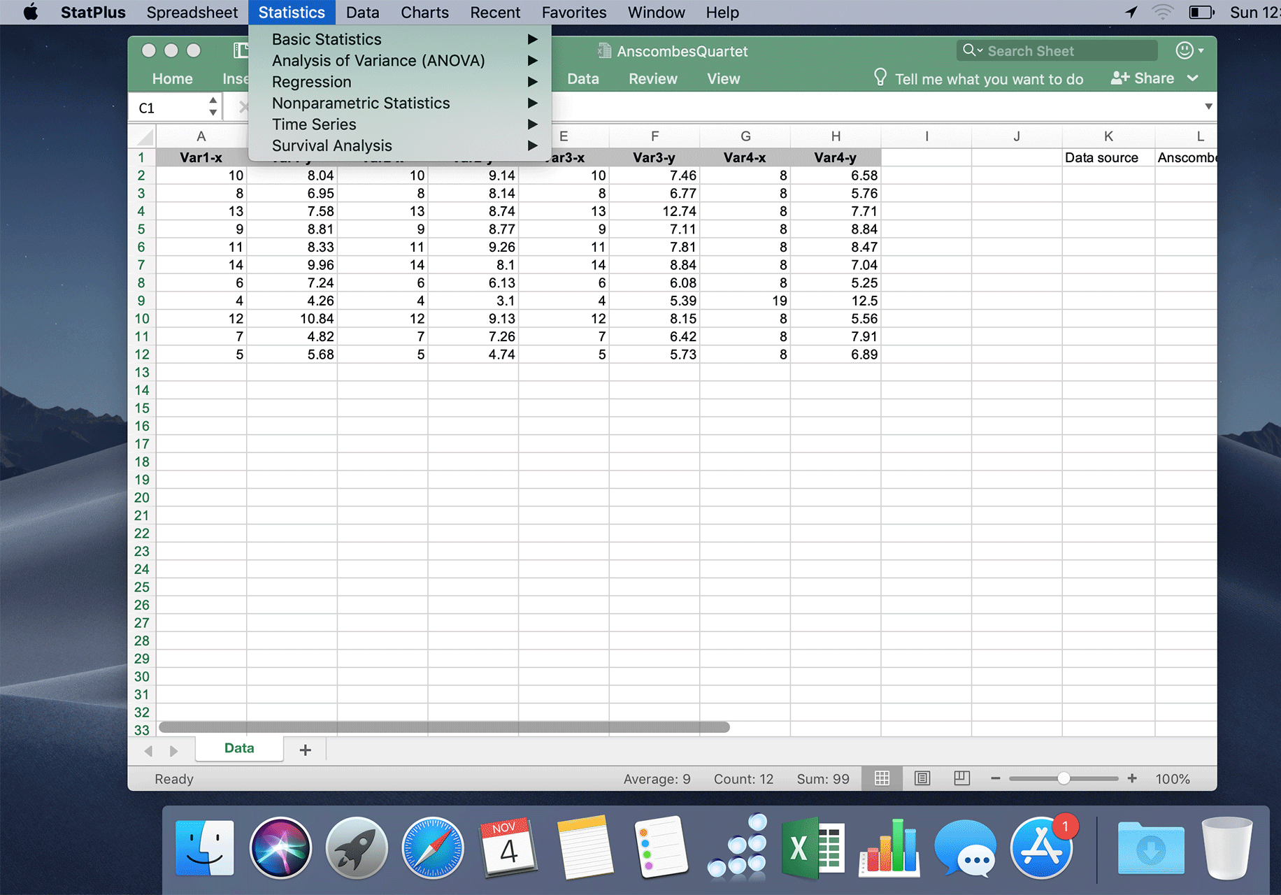 regression in excel for mac
